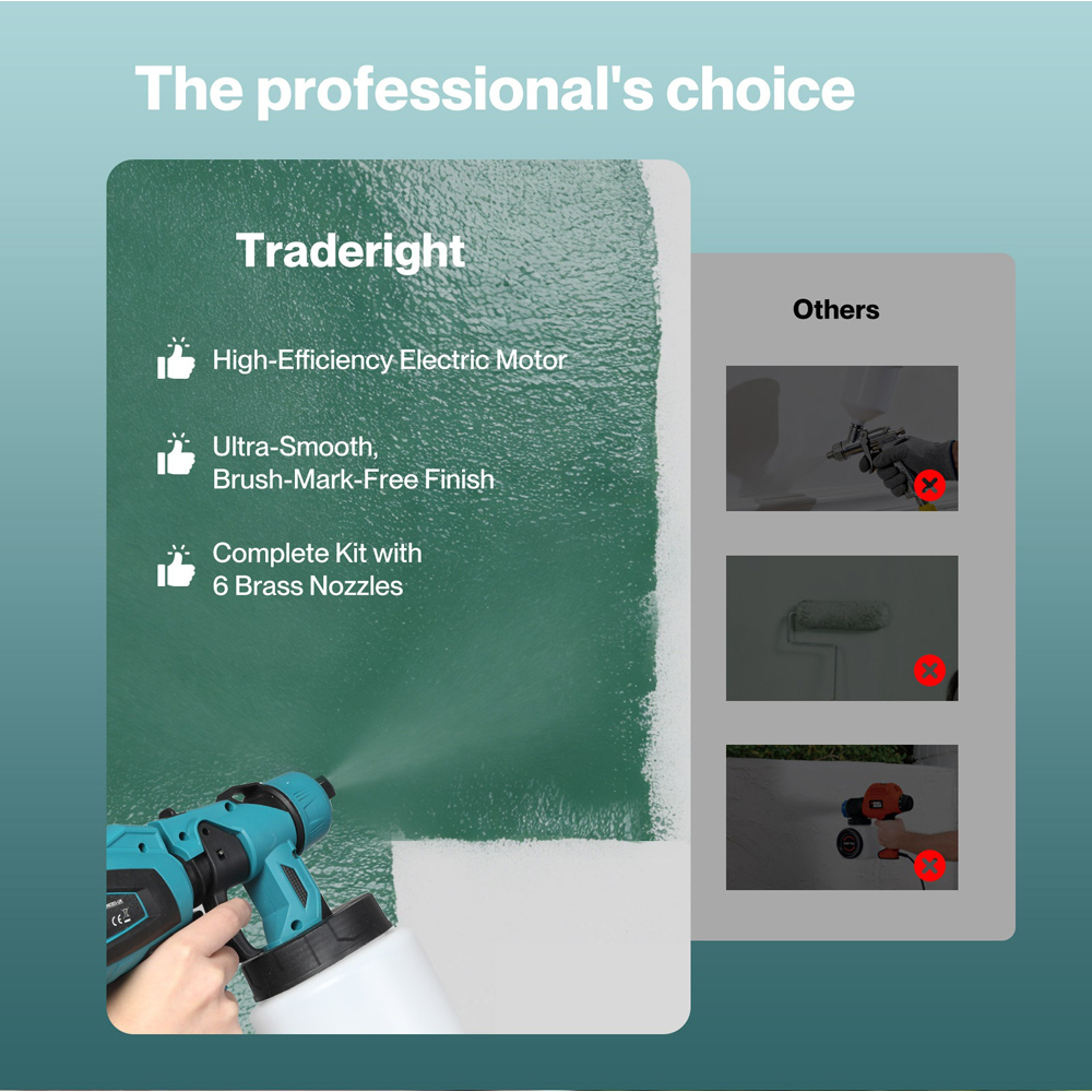 Traderight 1000ml HVLP Cordless Spray Gun 18V Image 7