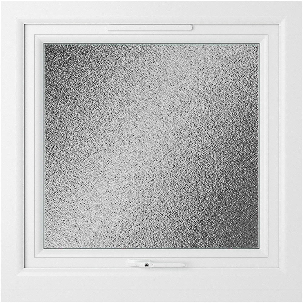 Crystal Top Hung Opener Grey and White Obscure Glass uPVC Triple Glazed Window 610 x 610mm Image 2