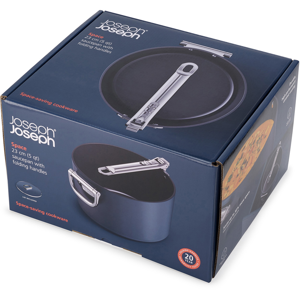 Joseph Joseph Space Blue Ceramic Folding Handle Non-Stick Saucepan with Lid 23cm Image 2