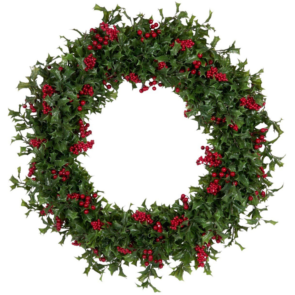 Large Red Berry and Holly Wreath Image 2