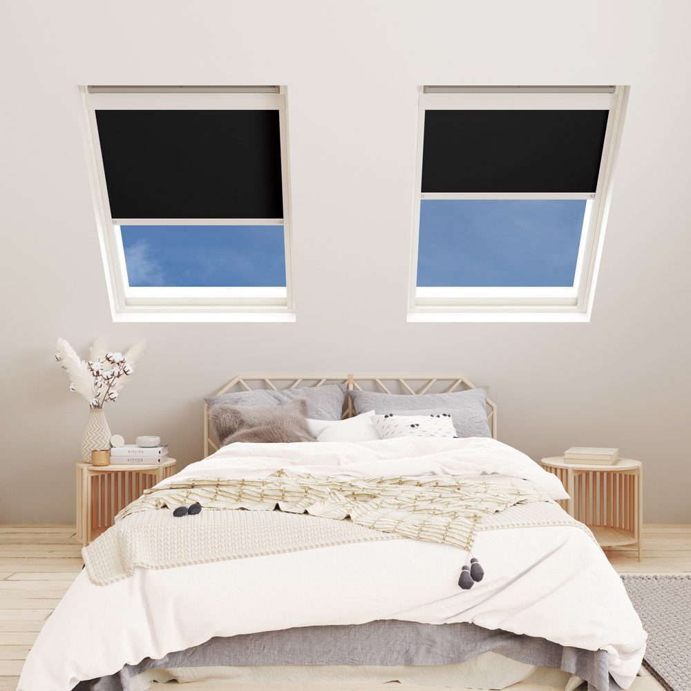 Bloc Blinds Black Blackout Silver Frame Size SK06 Velux Roof Window Skylight Blind Image 2