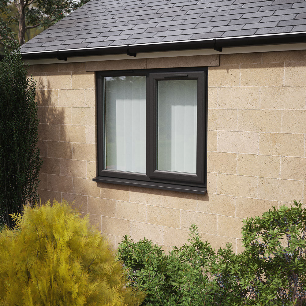 Crystal Black and White RH Side Hung Next to a Fixed Obscure Double Glazed Window 1190 x 1190mm Image 2