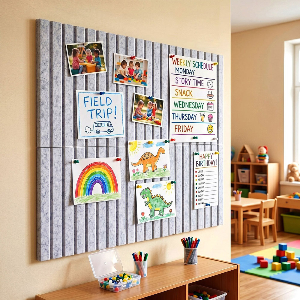 Levede Grey Felt Self Adhesive Notice Board Wall Tile 30 x 30cm 12 Pack Image 2