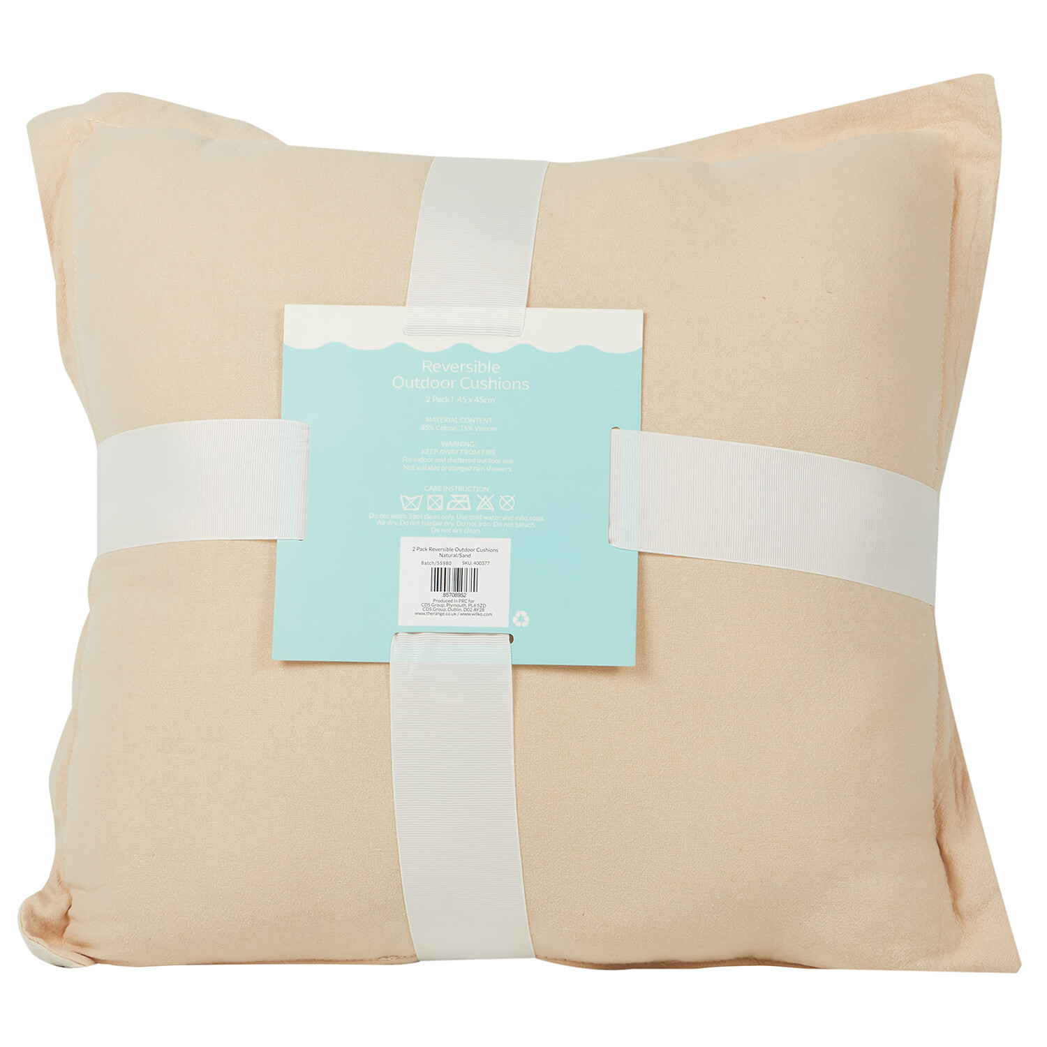 Pack of 2 Reversible Outdoor Cushions - Natural Image 3