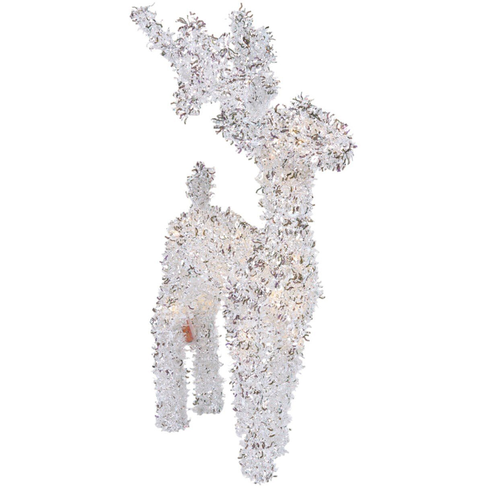LED Silver Tinsel Reindeer Standing DecorationSilver Image 4