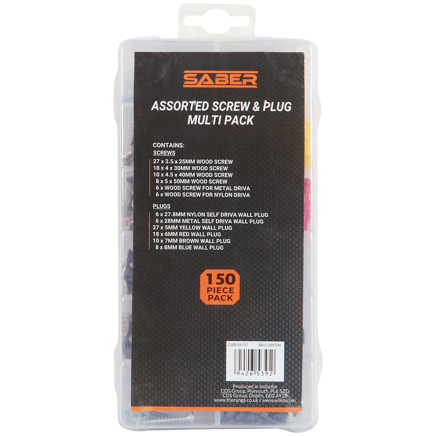 Saber 150 Piece Screw and Plug Set - Multicolour Image 2