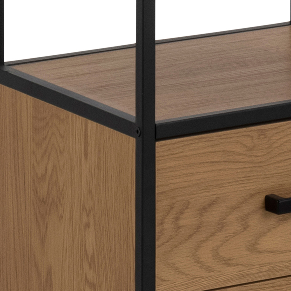 Florence Seaford 2 Drawer 4 Shelf Oak and Black Bookcase Image 6