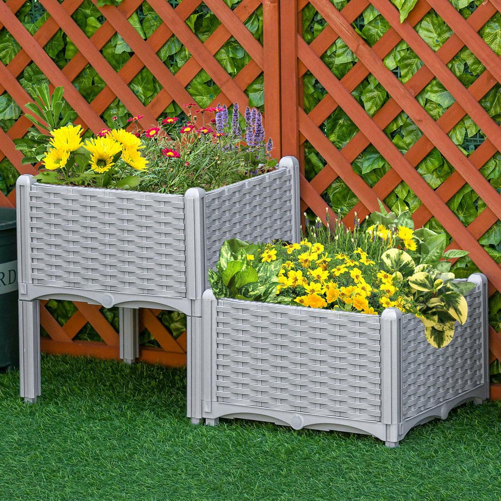 Outsunny Set of 2 Garden Bed Grey Image 2
