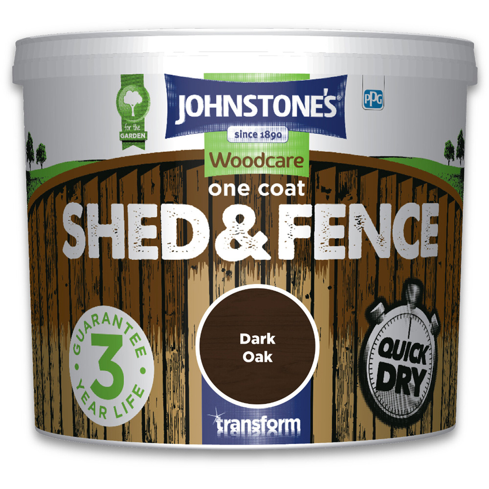 Johnstones One Coat Quick Dry Dark Oak Shed and Fence Paint 5L Image 2