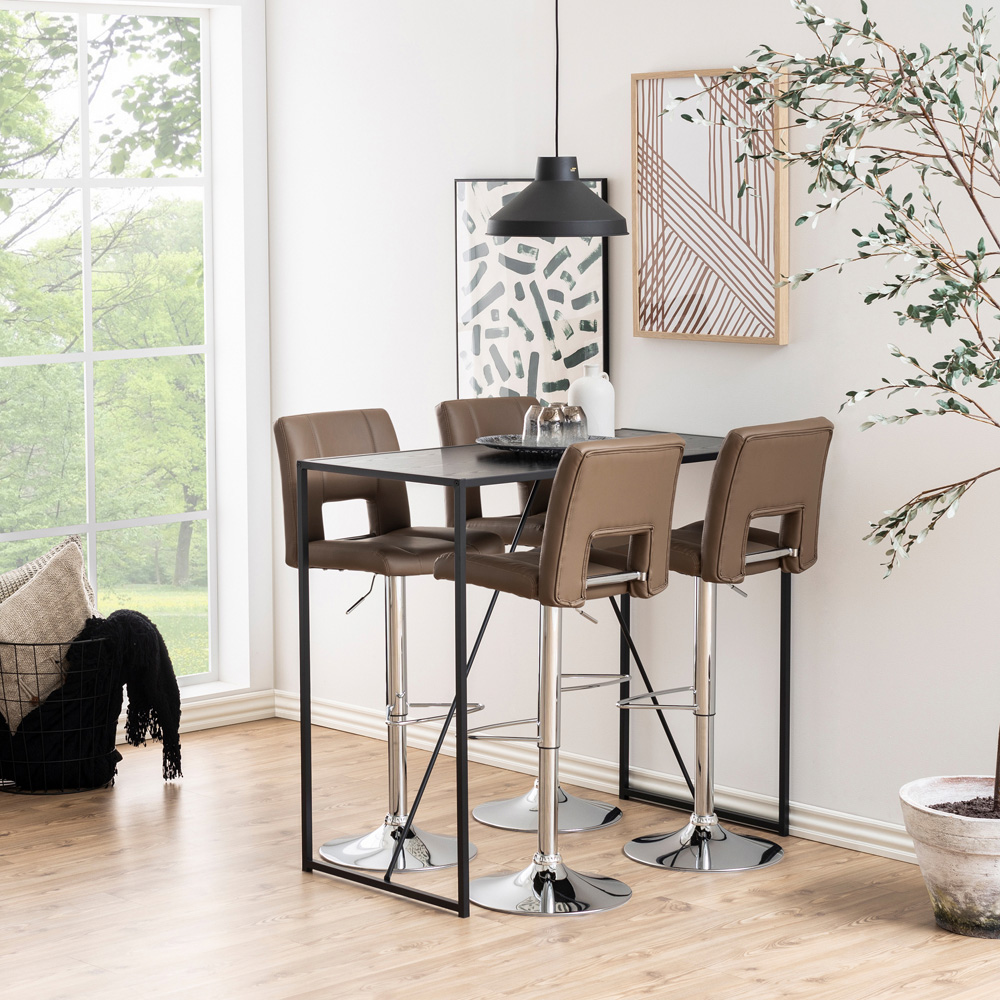 Florence Seaford Black Ash Top Metal Bar Table Image 9