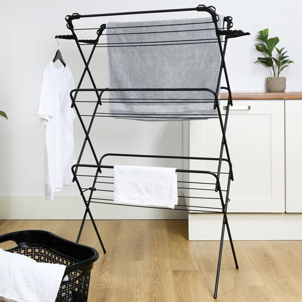 Extra Wide 3 Tier Airer 18m - Black Image 2