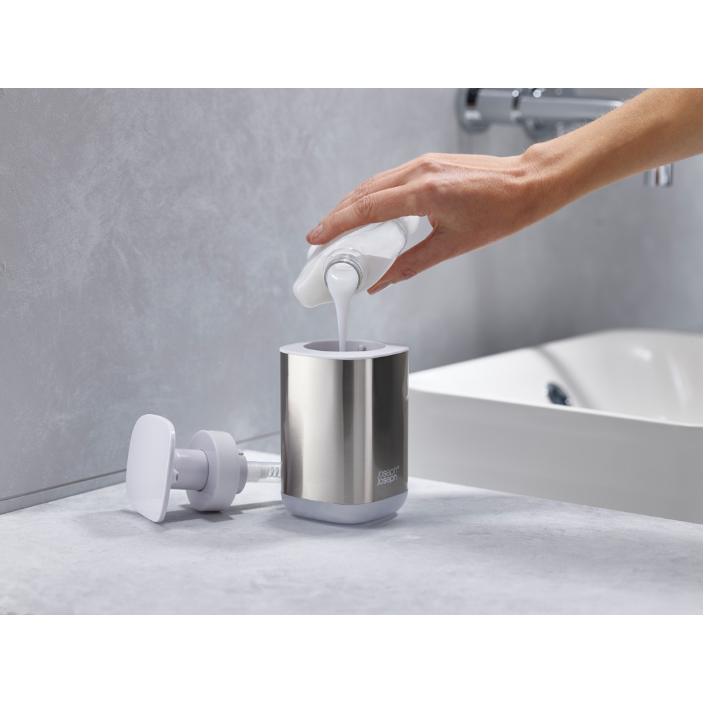 Joseph Joseph Presto White Stainless Steel Hygienic Soap Dispenser Image 6
