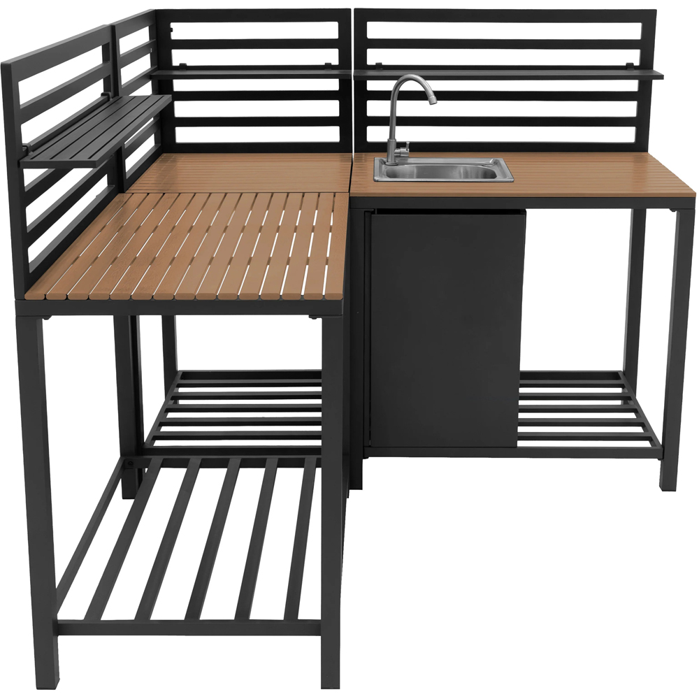 MonsterShop Aluminium and Wood 3 Piece Outdoor Modular Kitchen Set Image 3