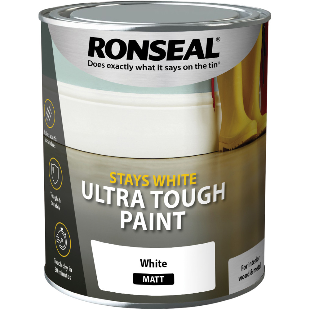 Ronseal Ultra Tough Pure Brilliant White Matt Paint 750ml Image 2