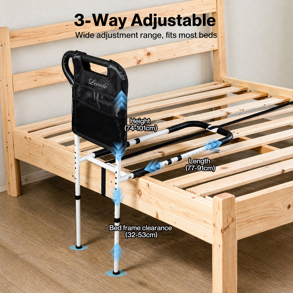 Levede Adjustable Bedside Support Bar with Pouch Image 4