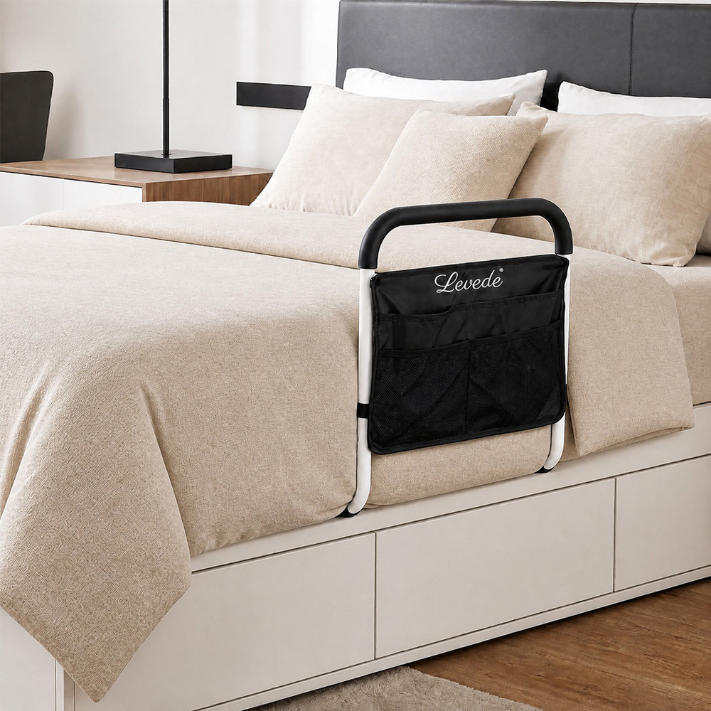 Levede Adjustable Height Safety Assist Bed Rail with Storage Pocket Image 2