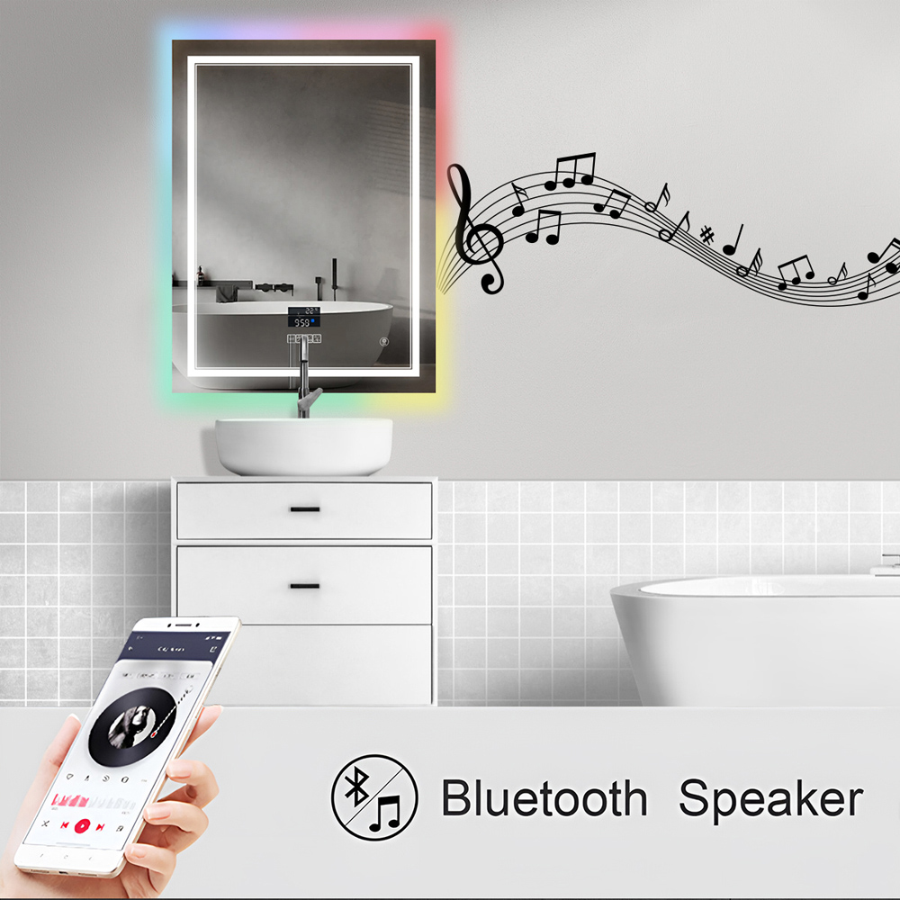 ENER-J RGB LED Anti-Fog Rectangular Mirror with Bluetooth Speaker 70 x 50cm Image 6