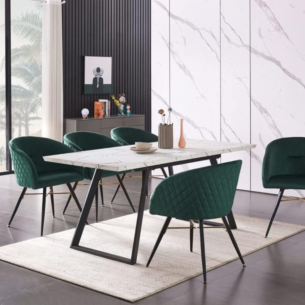 Life Interiors Vittorio Green Velvet Upholstered Dining Chair Set of 4 Image 7