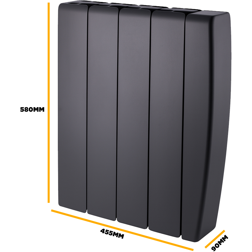 TCP Smart Black Ceramic Wall-Mounted Electric Panel Radiator 1000W Image 7