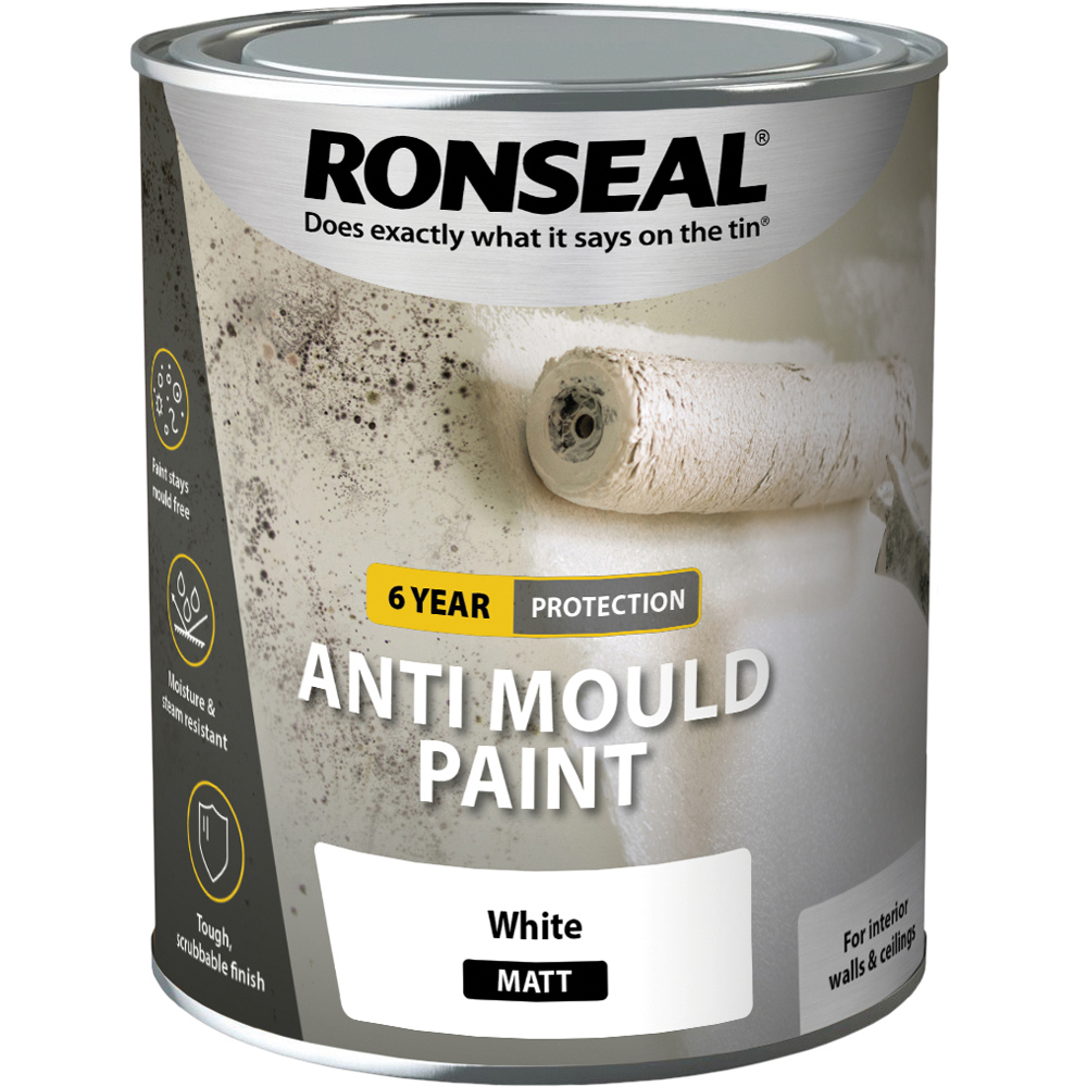 Ronseal Walls & Ceilings White Matt Anti Mould Paint 750ml Image 2