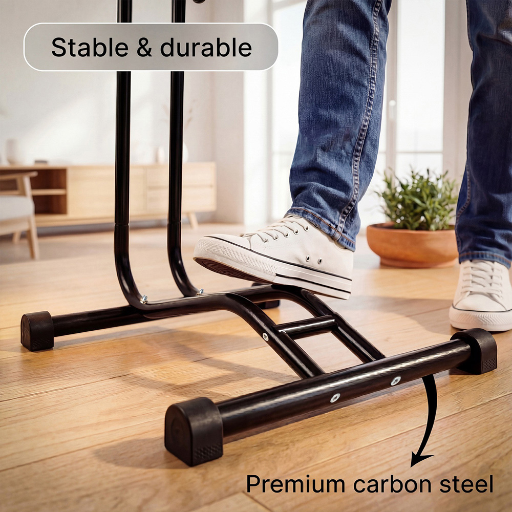 Monvelo Black Carbon Steel Height Adjustable Outdoor Floor Bike Rack Image 5