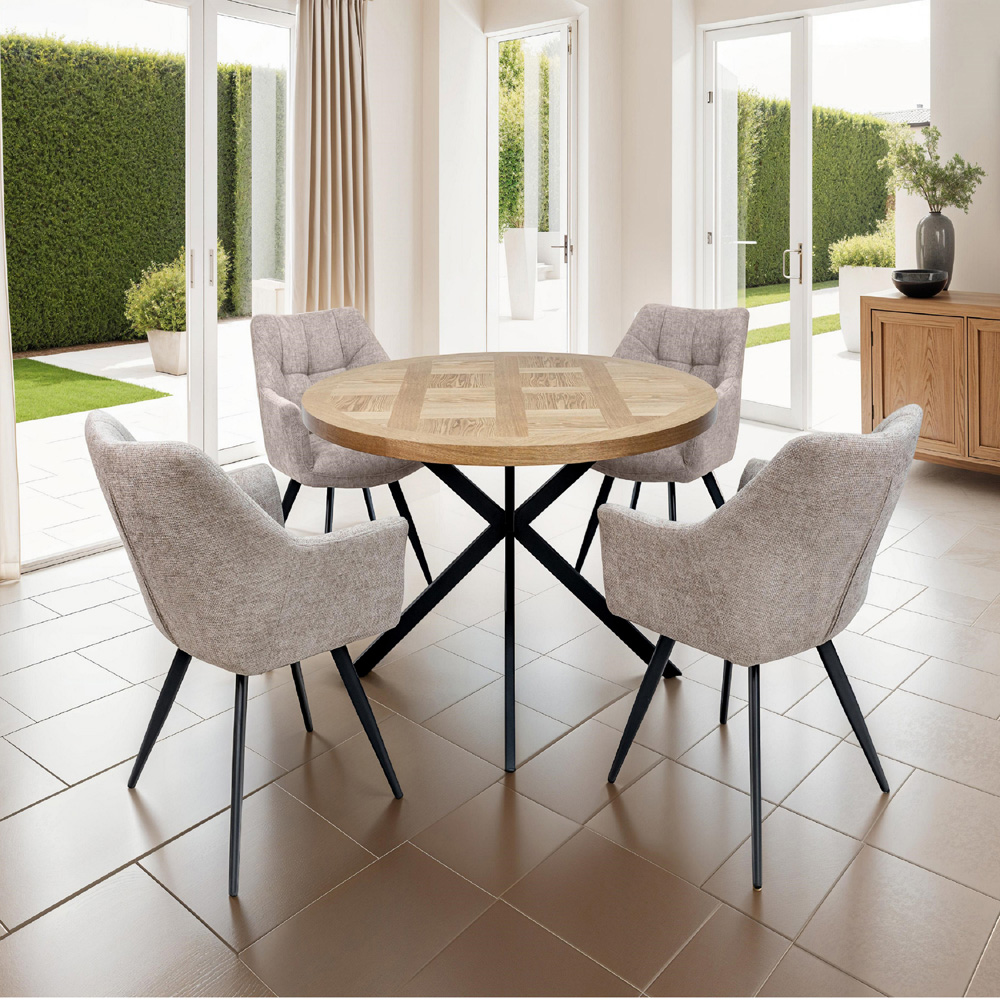 WF Poppy Taupe Fabric Dining Chairs with Black Legs Set of 2 Image 5