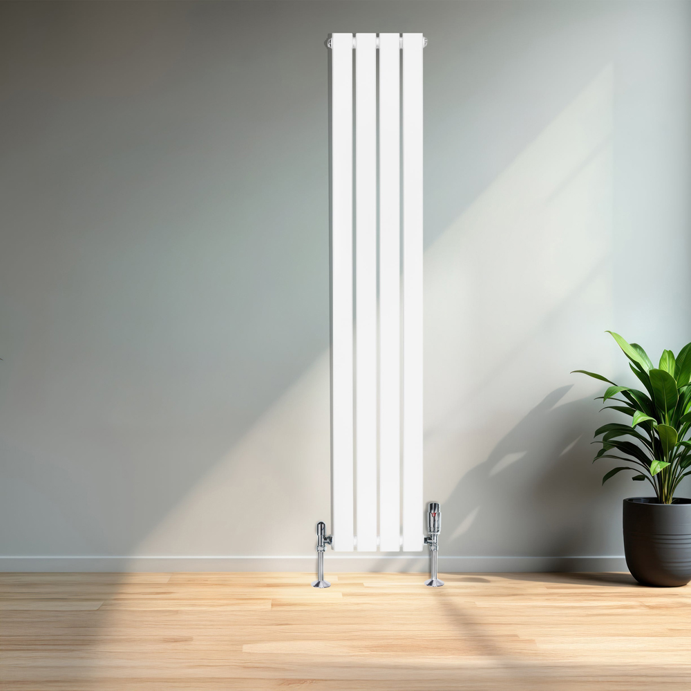 MonsterShop Flat White Single Column Radiator and Valves 1600 x 280mm Image 2
