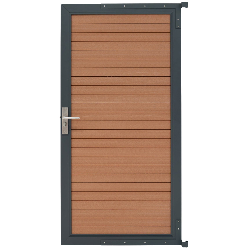 MonsterShop 6 x 3ft Brown Composite Panel Gate Image 3