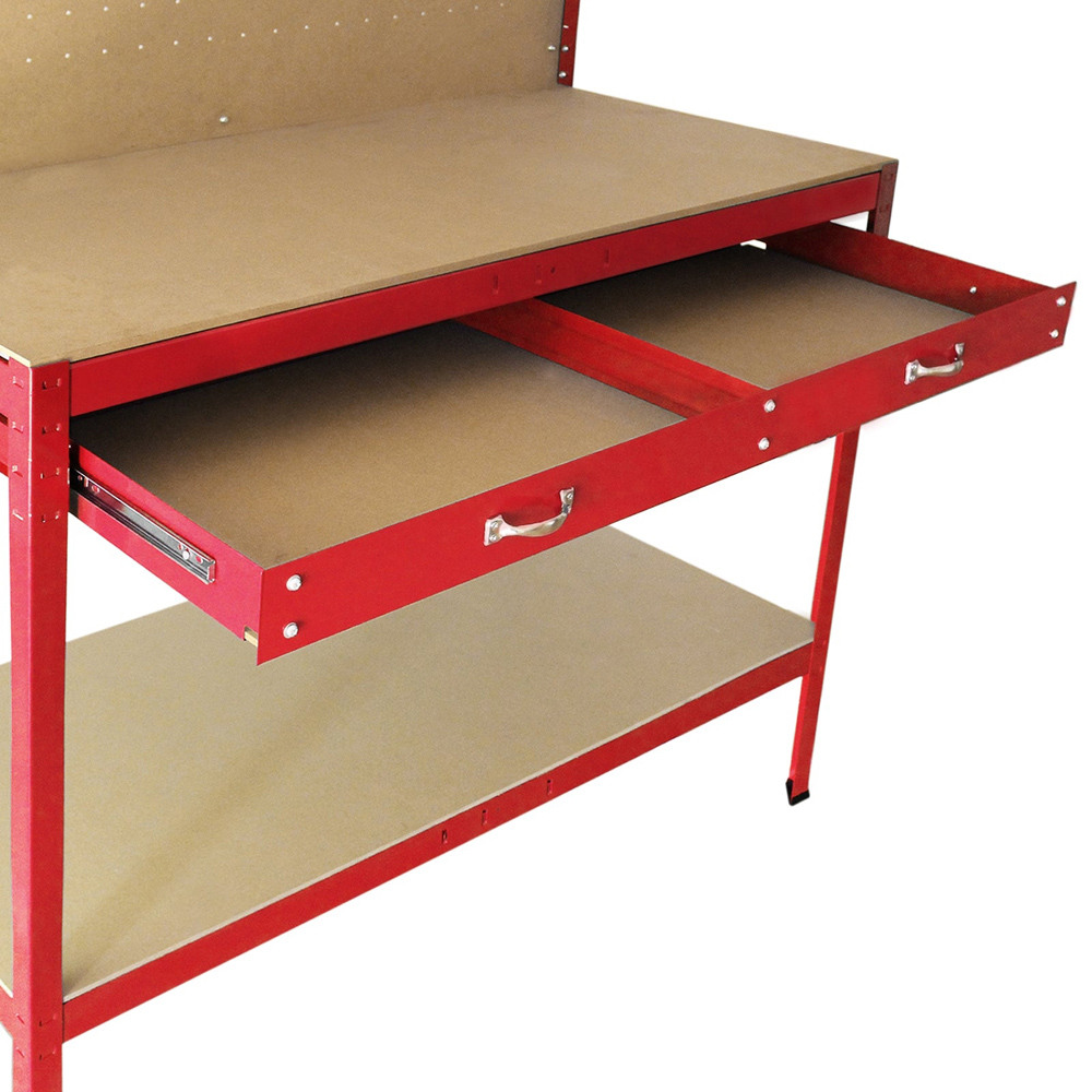 MonsterShop Single Drawer Red Workbench with Pegboard Image 2