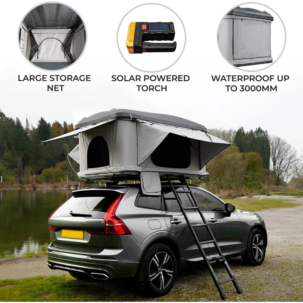 MonsterShop Grey 2-3 Person Car Roof Tent Image 4