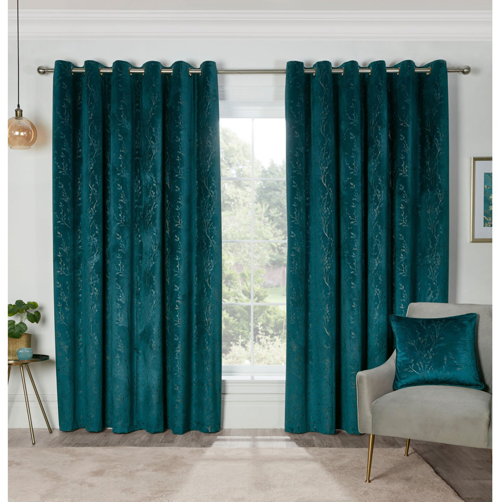 Divante Avery Teal Velvet Eyelet Curtains 229cm Image 6