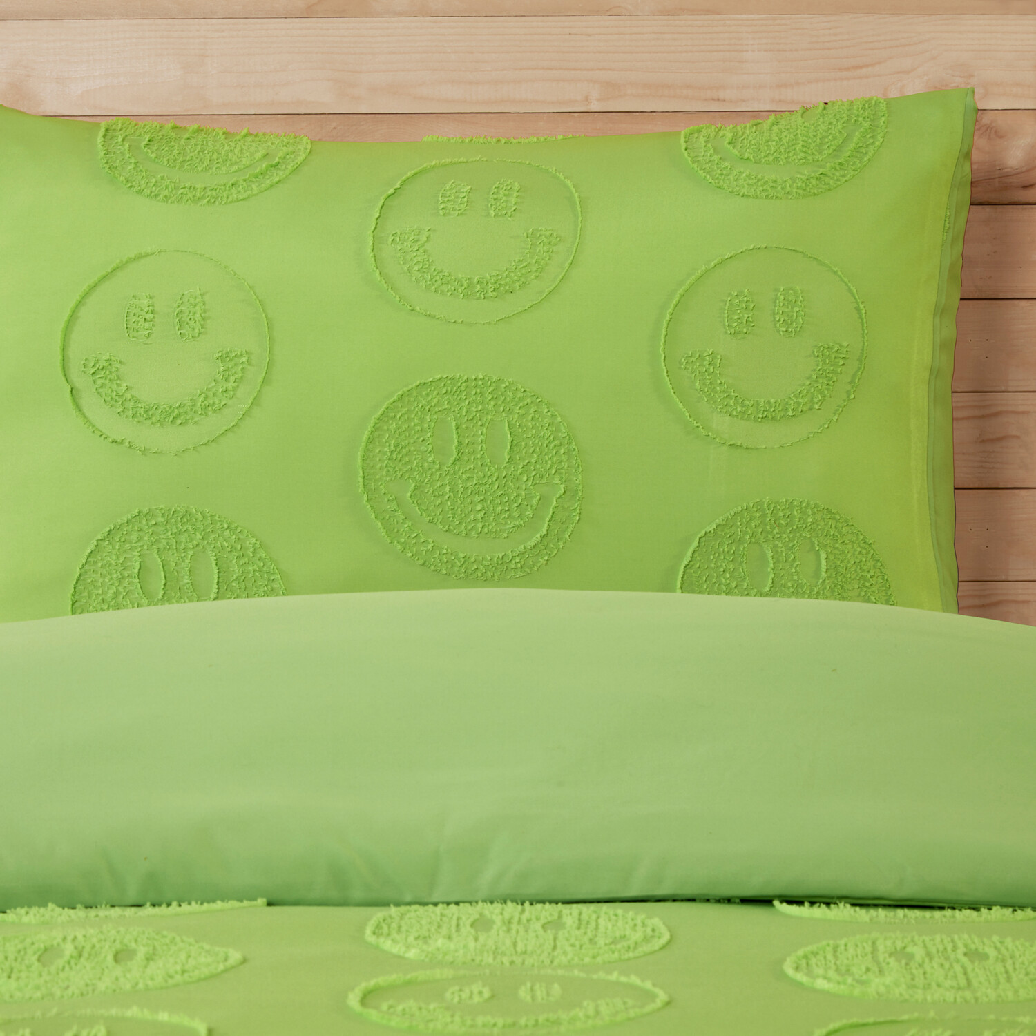 Smilies Embossed Duvet Set Green Image 5
