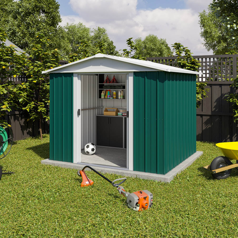 Yardmaster 8 x 7ft Emerald Green Apex Metal Storage Shed Image 3
