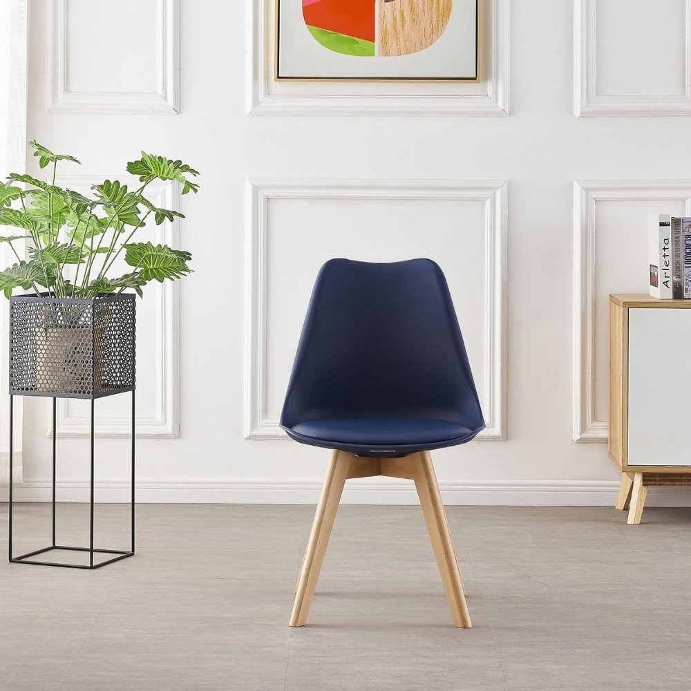 Life Interiors Lorenzo Royal Blue Faux Leather Plastic Dining Chairs Set of 2 Image 6