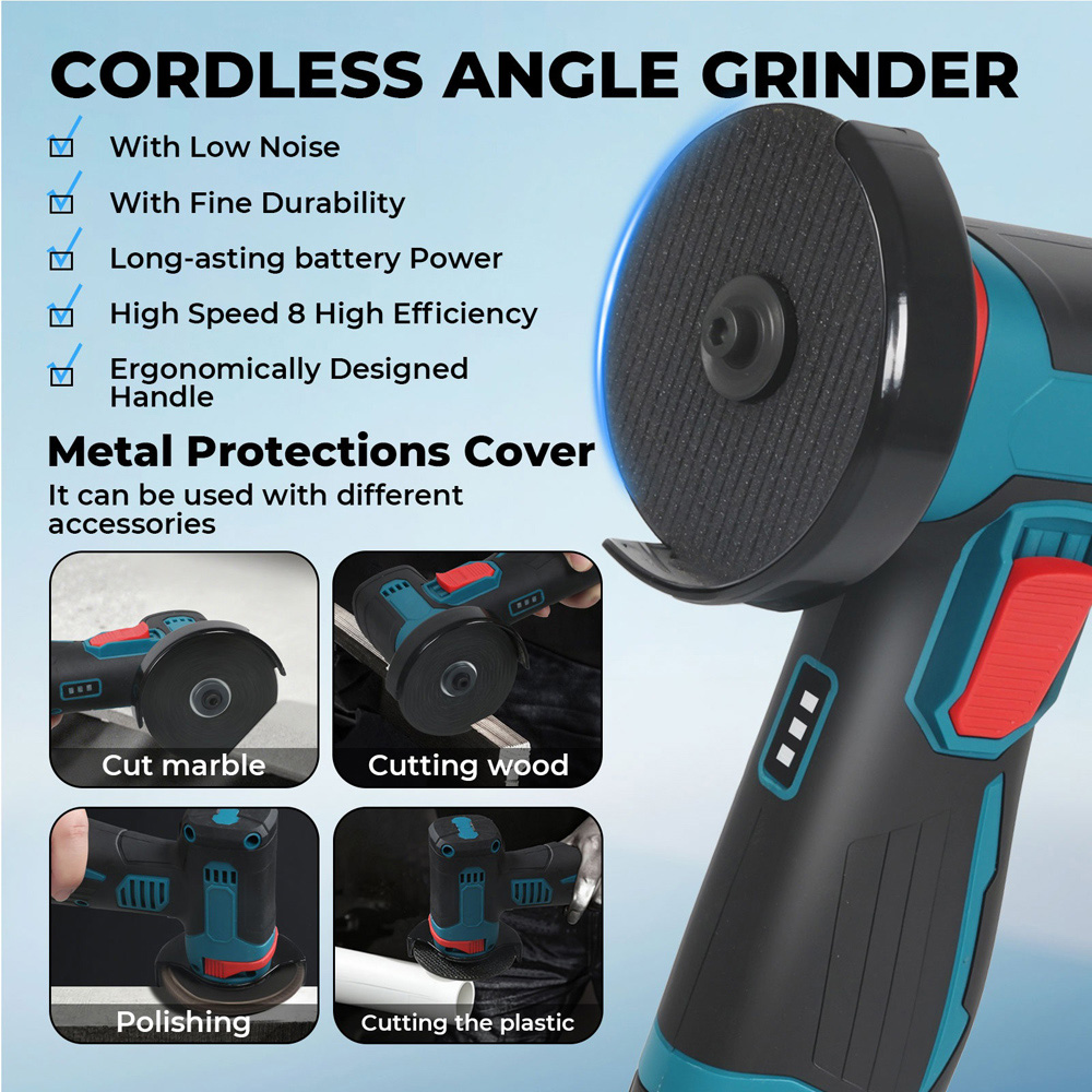 Traderight HW0293-UK Cordless Angle Grinder with 2 Batteries and Charger 12V Image 5