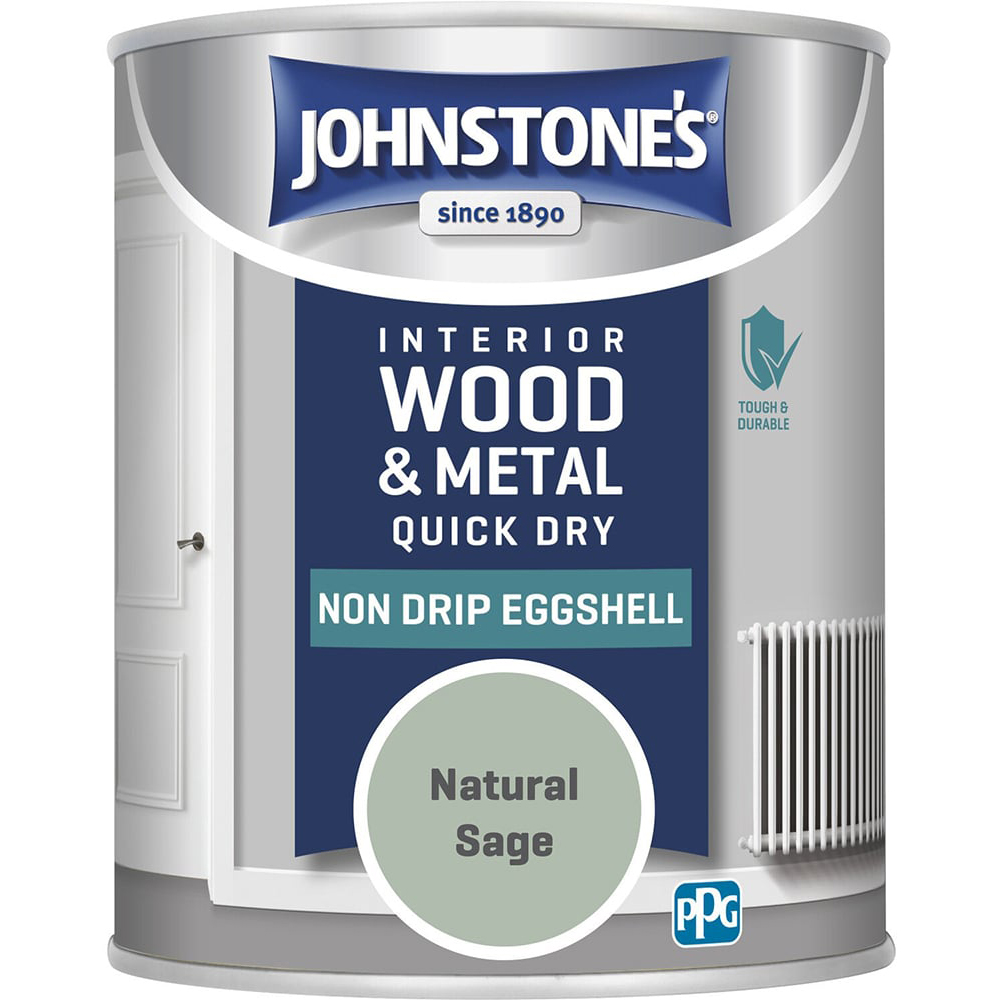 Johnstone's Interior Wood and Metal Quick Dry Eggshell Paint - Natural Sage / 750ml Image 2
