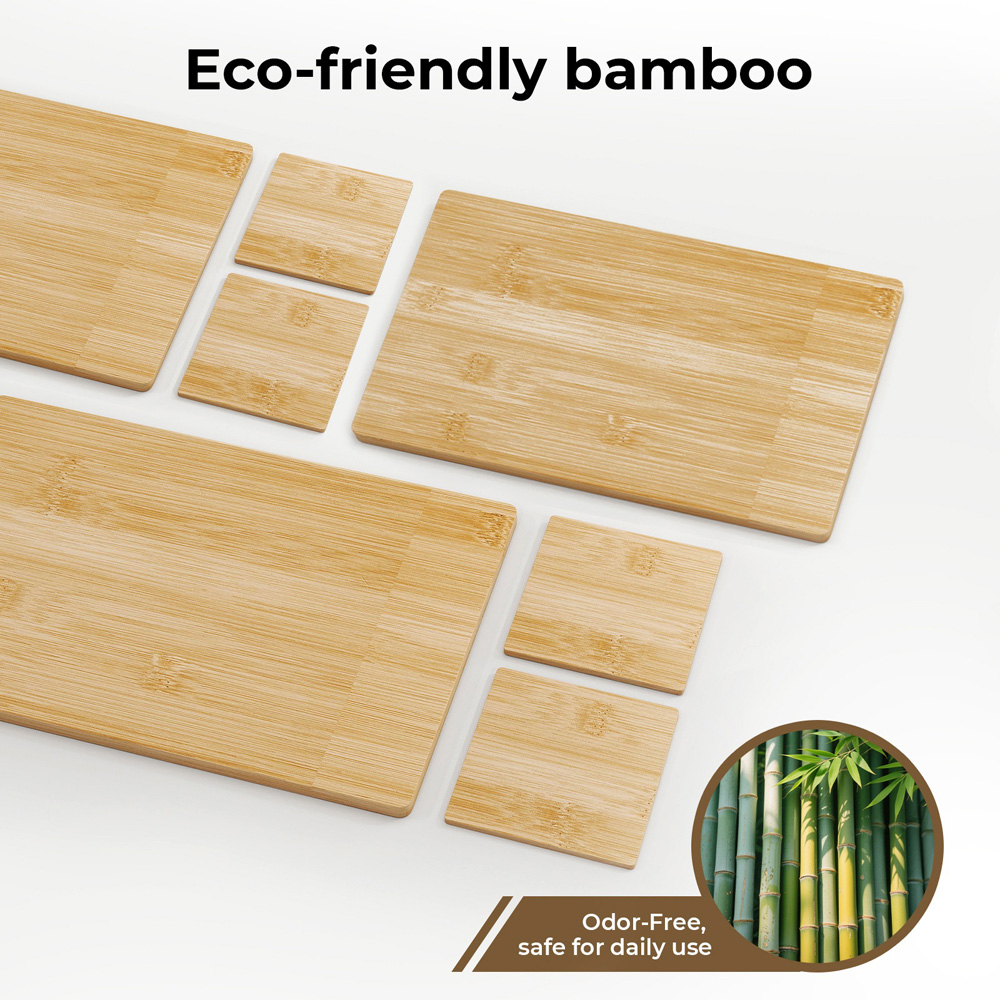 Toque 8 Piece Bamboo Heat-Resistant Wipeable Non-Slip Table Mat and  Coaster Set Image 4