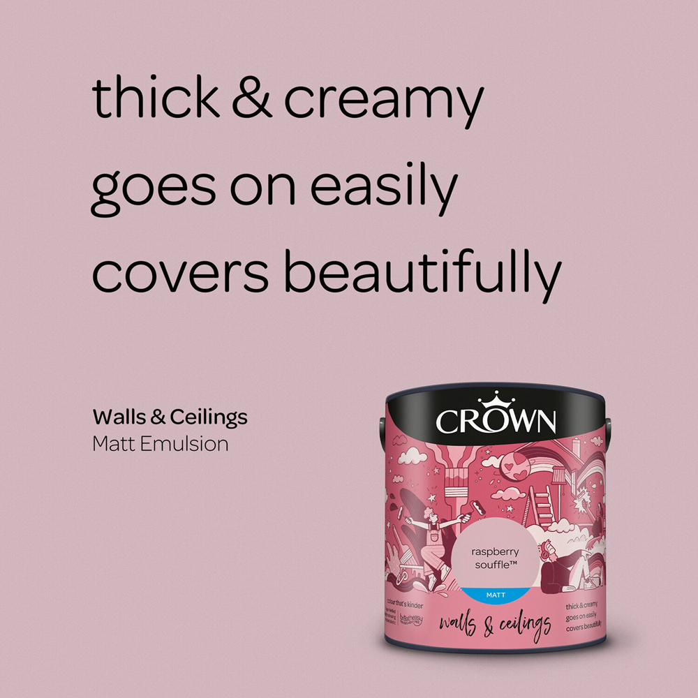 Crown Walls & Ceilings Raspberry Souffle Matt Emulsion Paint 2.5L Image 9