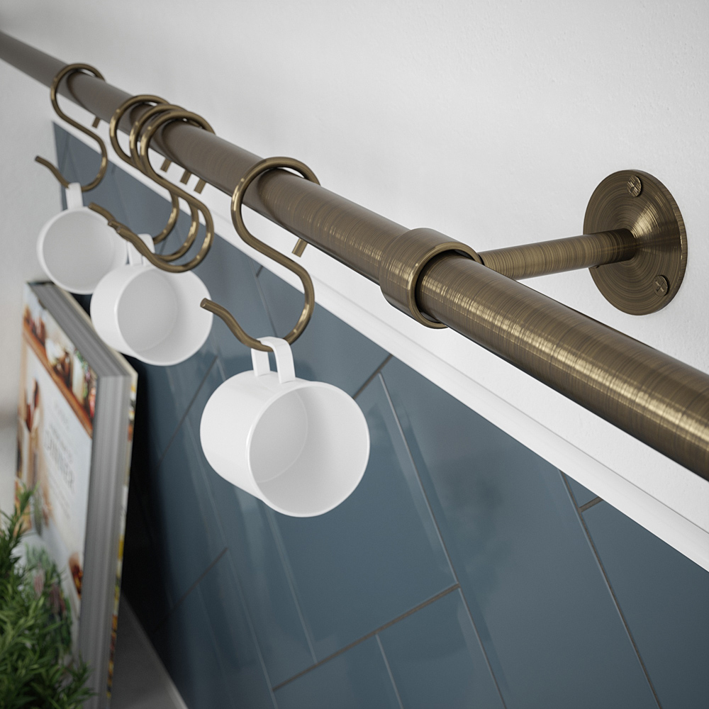Rothley Antique Brass Utensil Rail 19 x 600mm Image 3