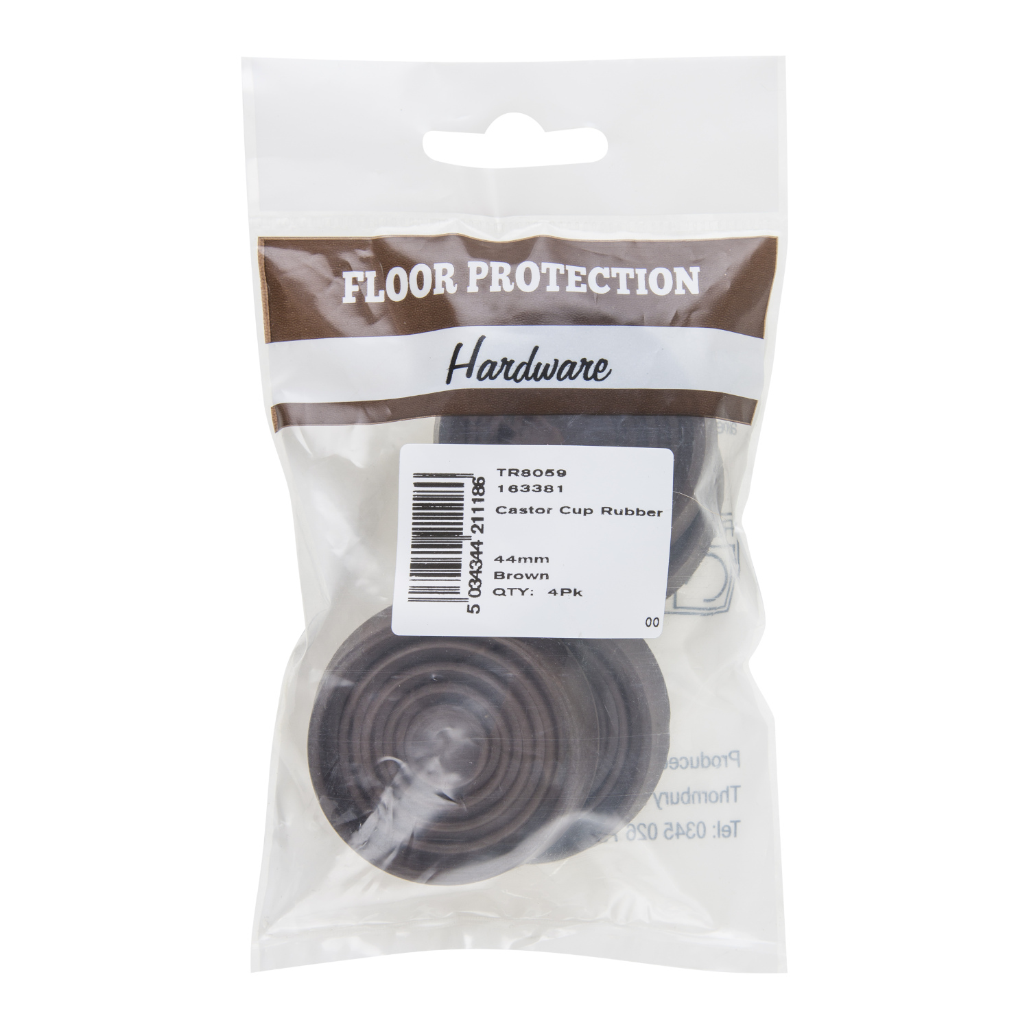Hiatt 44mm Brown Round Rubber Cup Castor 4 Pack Image 2