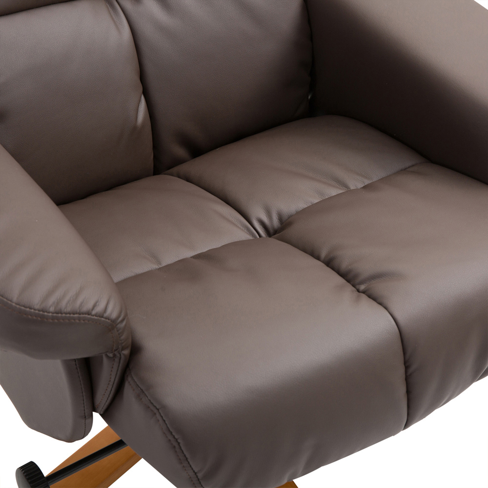 Portland Brown Faux Leather Swivel Manual Recliner Chair with Footstool Image 4