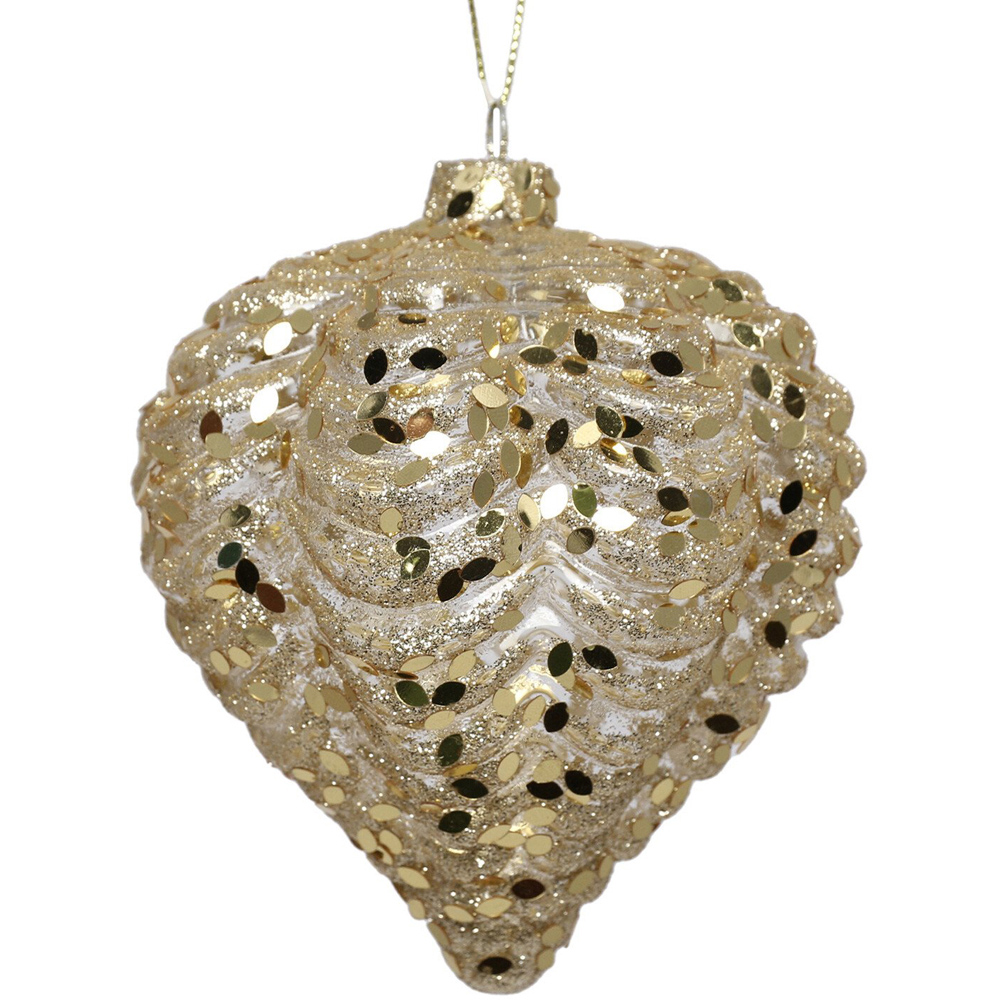 Gold Sequin Ridges Bauble - Gold Image 2