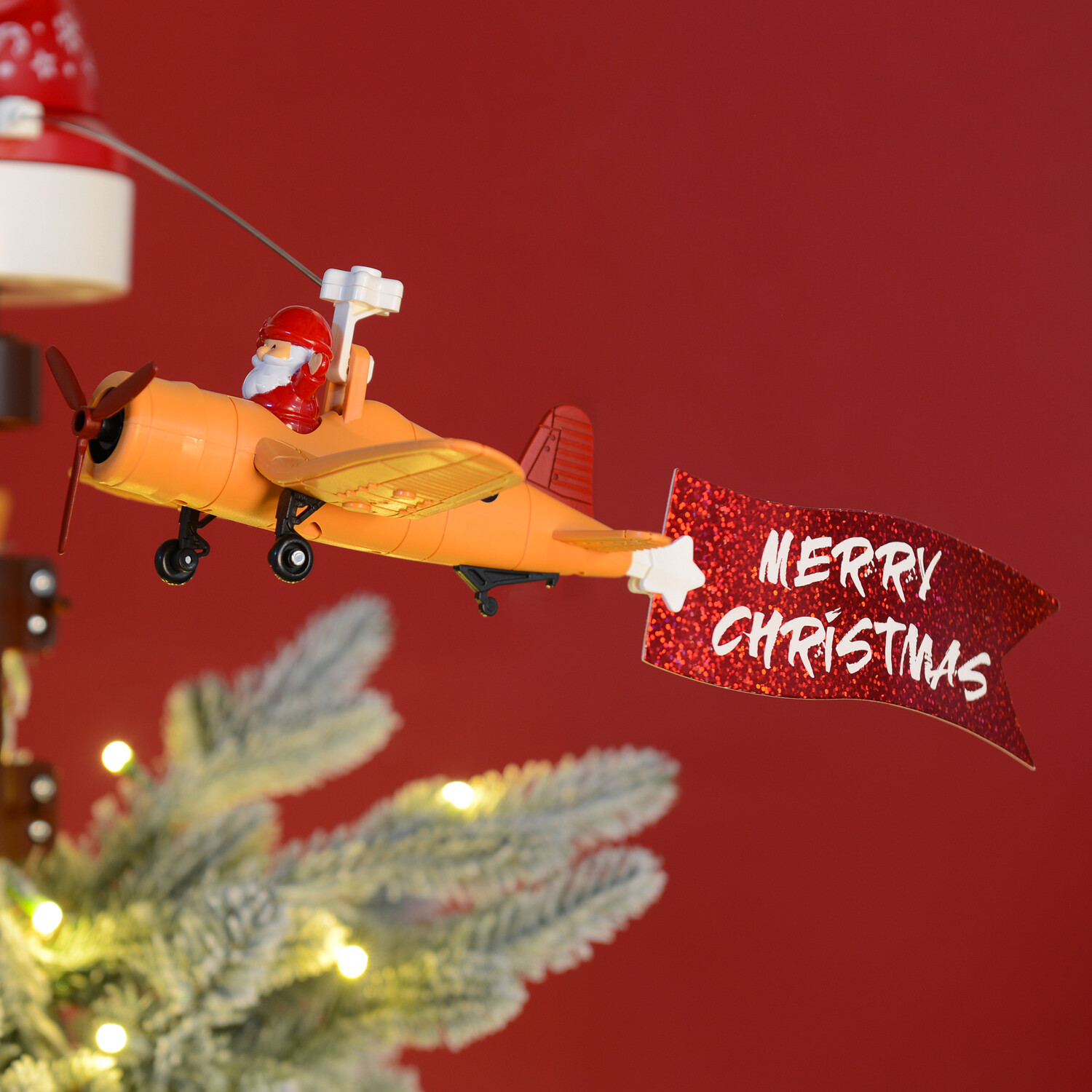 Christmas Santa and Reindeer Tree TopperRed Image 3