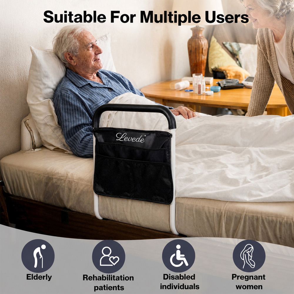 Levede Adjustable Height Safety Assist Bed Rail with Storage Pocket Image 8