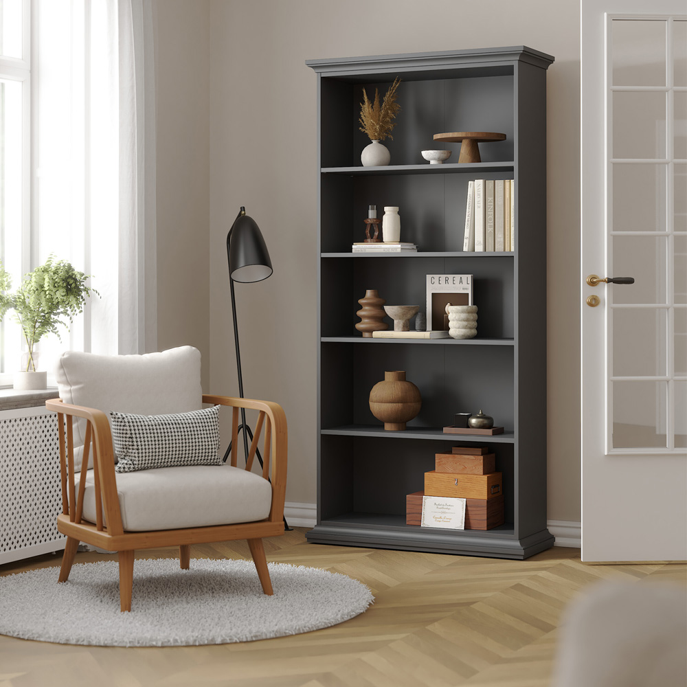 Furniture To Go Paris Matt Grey 5 Shelf Tall Bookcase Image 7