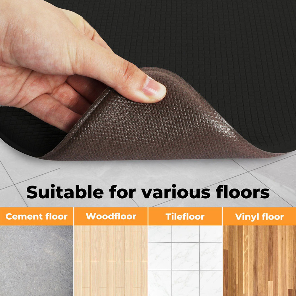 Marlow 2 Piece Black Woven Rubber Non-Slip Kitchen Floor Mat Set Image 7