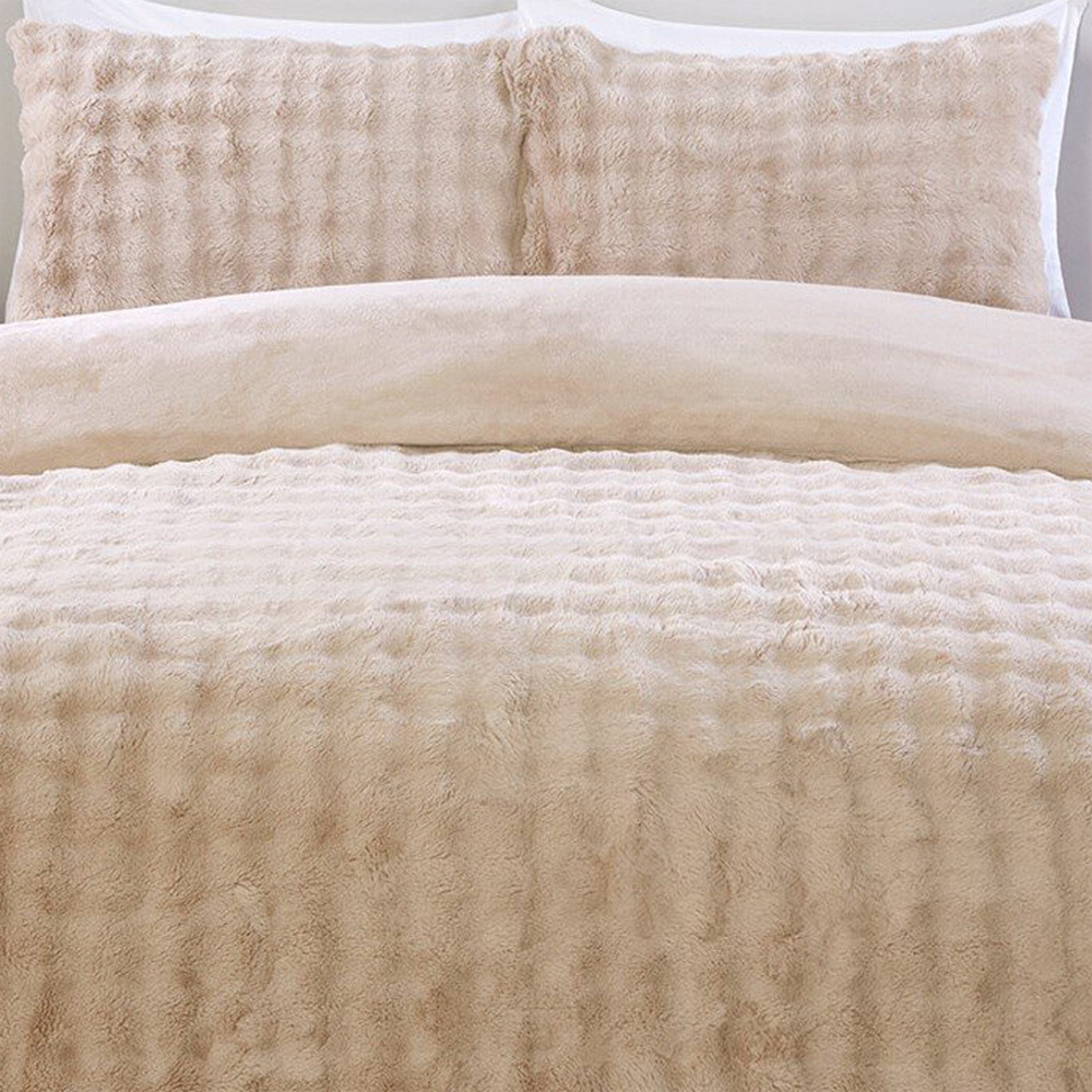 Aurora Faux Fur Duvet Set - Champagne / Double Image 6