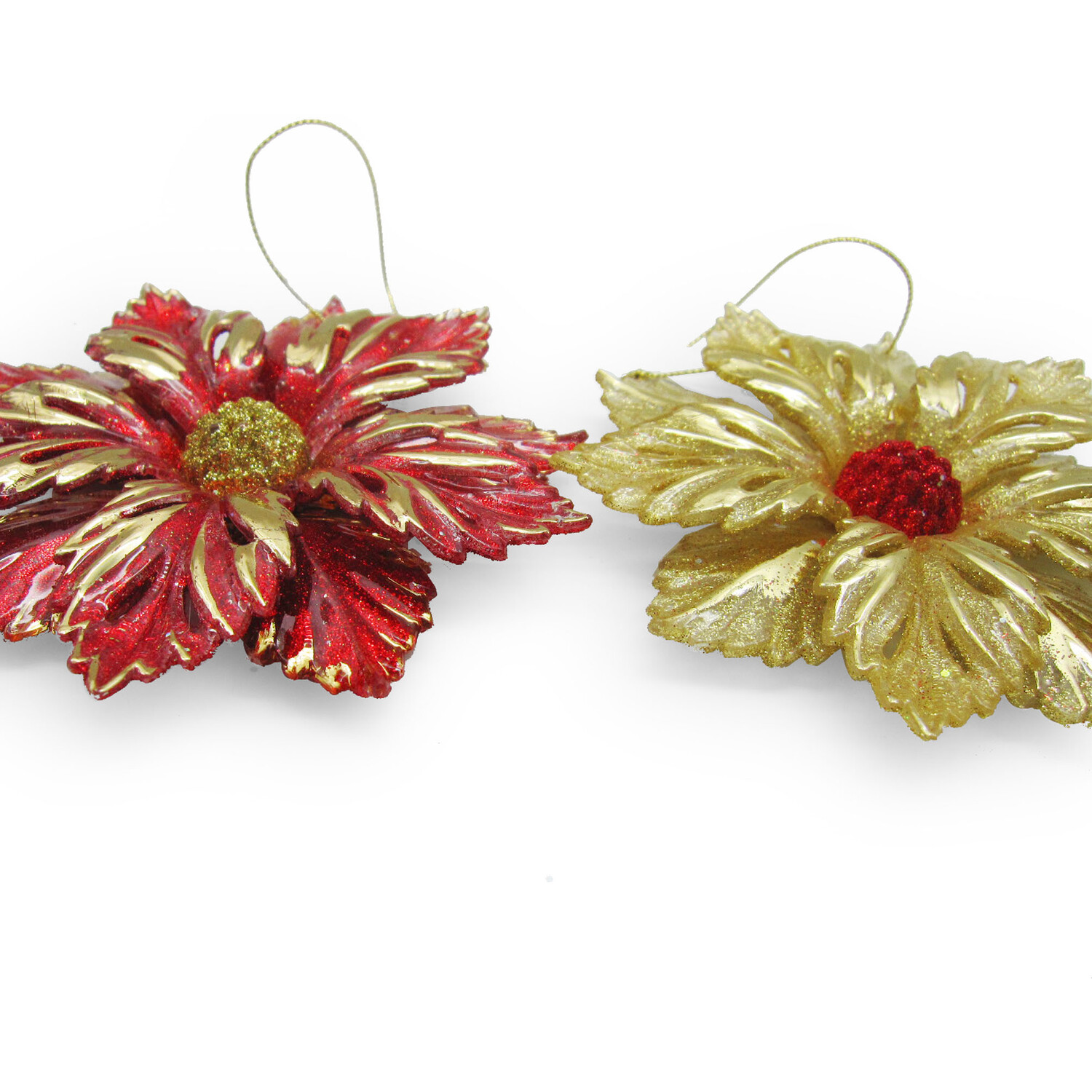 Glitter Pointsettia Hanging Decoration Image 5
