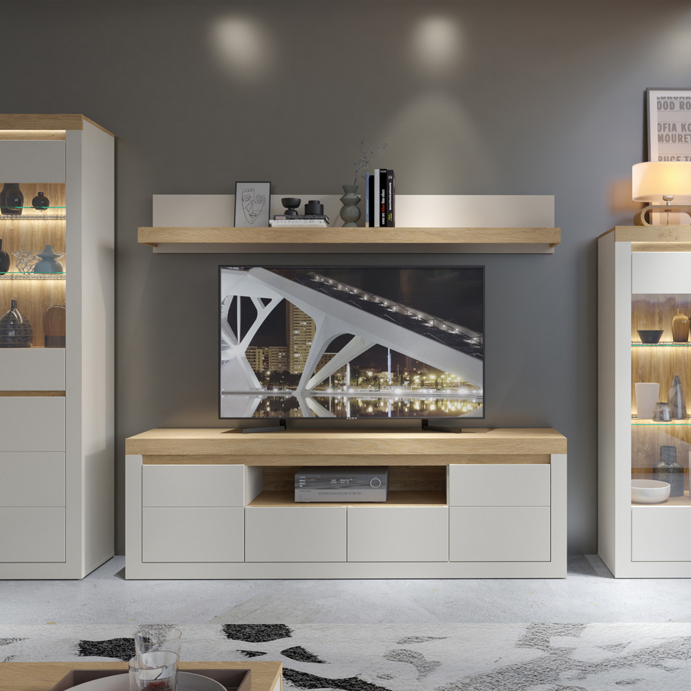 Furniture To Go Naxxar Cashmere and Stone Oak 2 Door 2 Drawer Single Shelf TV Cabinet Image 4