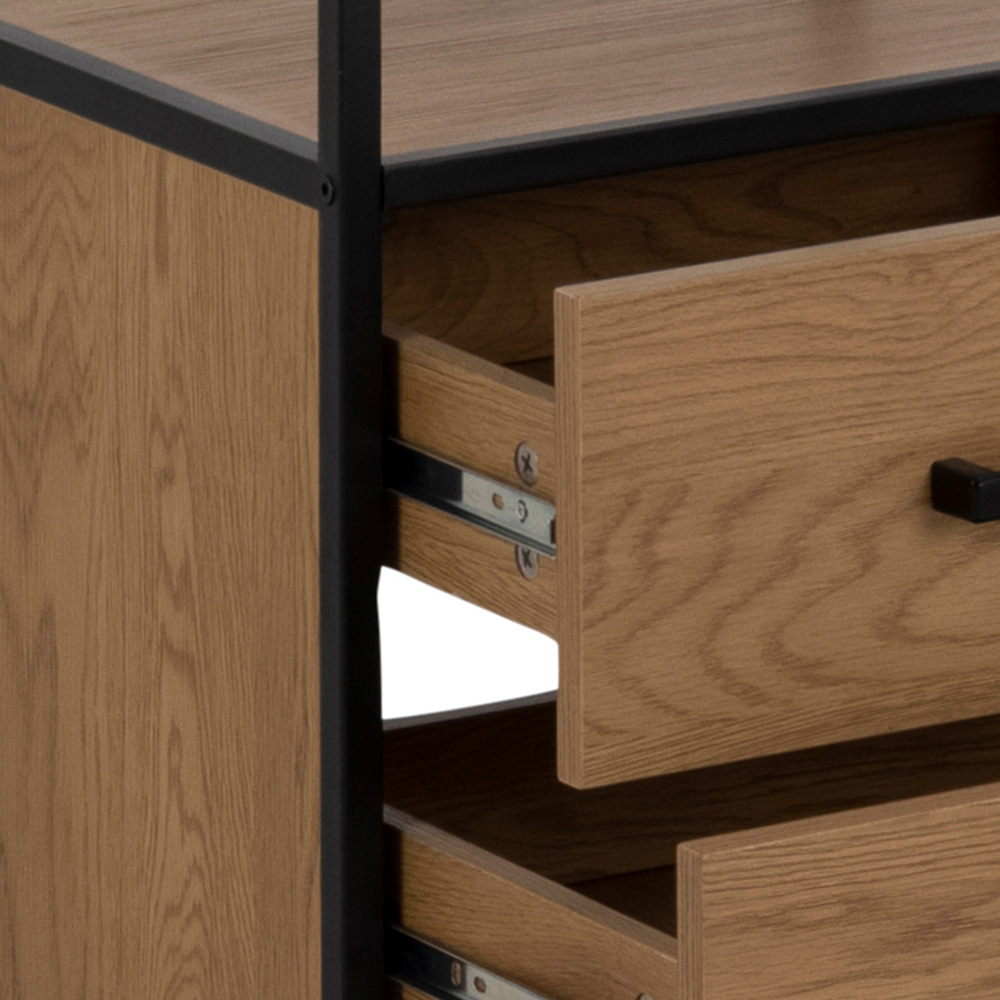 Florence Seaford 2 Drawer 4 Shelf Oak and Black Bookcase Image 7
